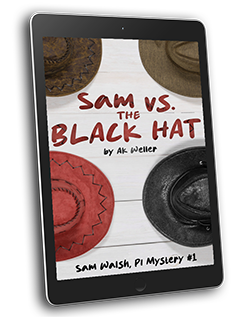 an e-reader displaying Sam vs. the Black Hat by AK Weller